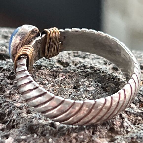 Vintage Sterling 12K Blue Kyanite Twisted Rope Ring size 8 - Picture 10 of 13